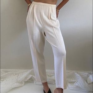 Bleyle vintage pleated white high waisted knit wool pants